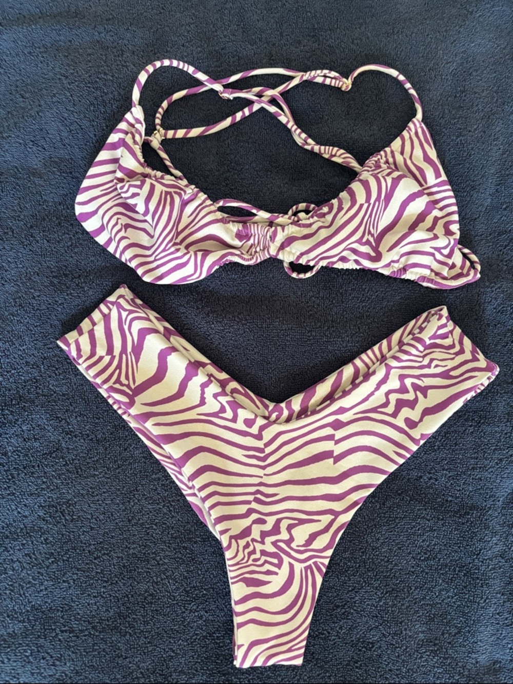 Skatie Purple and White Zebra Print Bikini